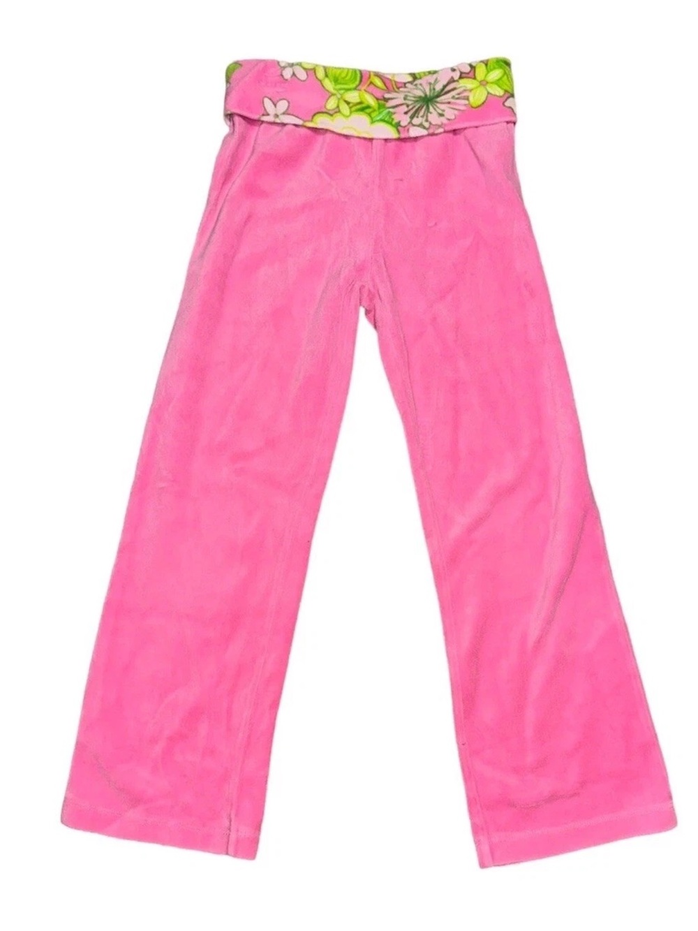 Girls 8 Lilly Pulitzer Pink Terry Toweling Pants with Floral Waistband